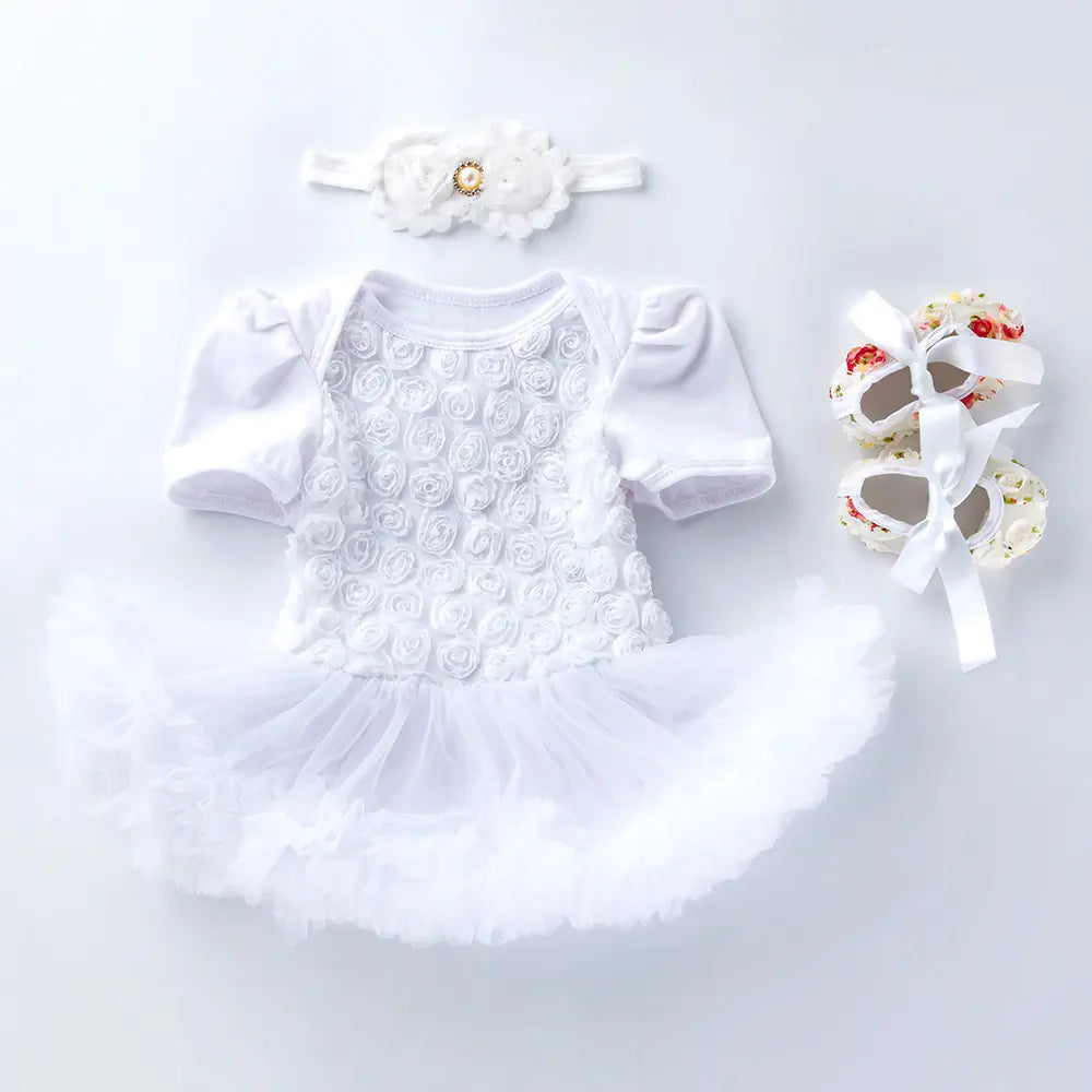 Baby Floral Short Sleeve Romper Set with Headband
