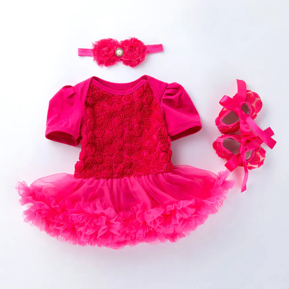 Baby Floral Short Sleeve Romper Set with Headband