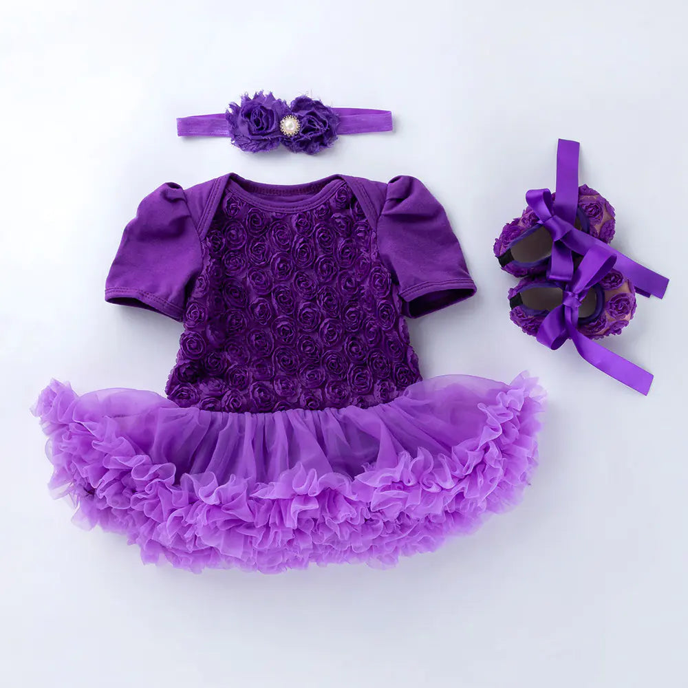 Baby Floral Short Sleeve Romper Set with Headband