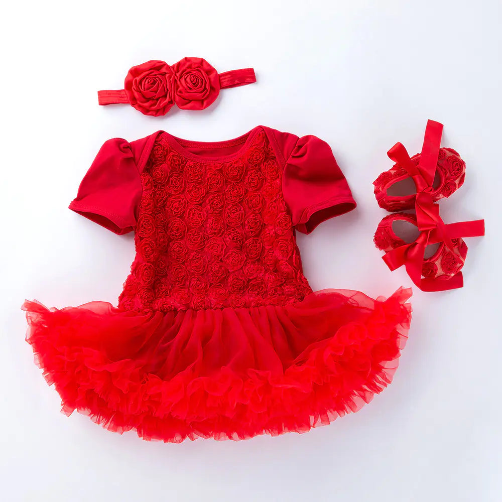 Baby Floral Short Sleeve Romper Set with Headband