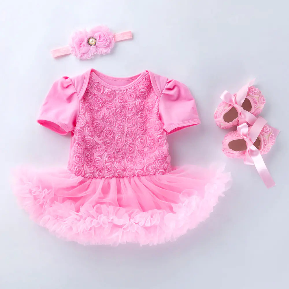 Baby Floral Short Sleeve Romper Set with Headband