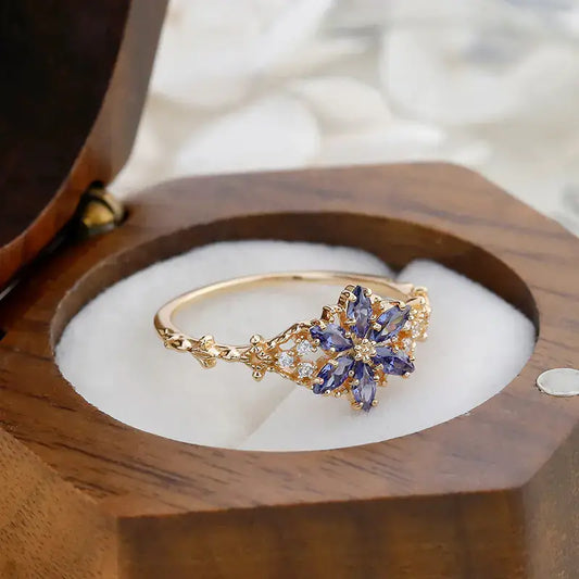 S925 Silver Plated 14K Opal Zircon Ring in Luxury Style