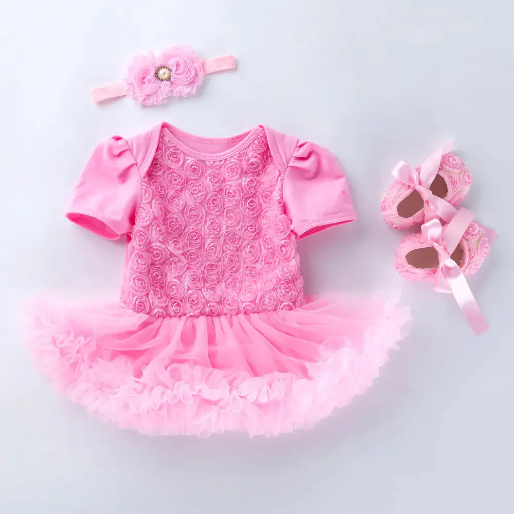Baby Floral Short Sleeve Romper Set with Headband