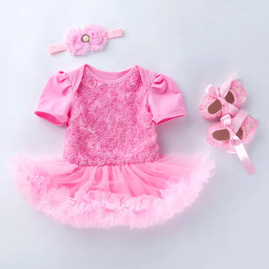 Baby Floral Short Sleeve Romper Set with Headband