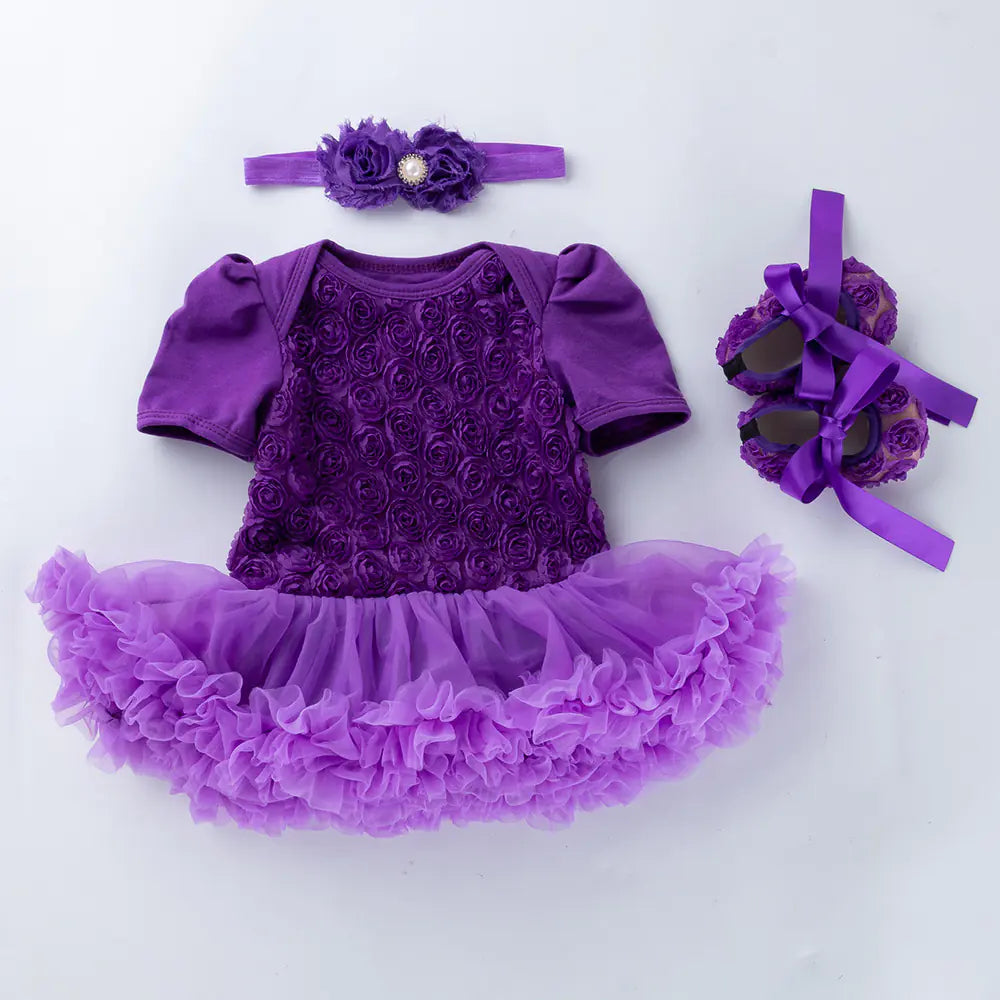 Baby Floral Short Sleeve Romper Set with Headband