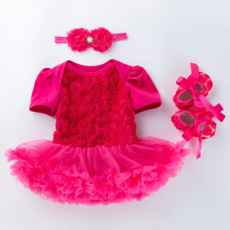 Baby Floral Short Sleeve Romper Set with Headband