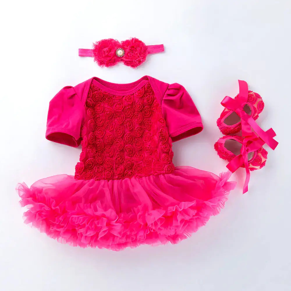 Baby Floral Short Sleeve Romper Set with Headband